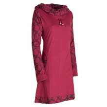 Vishes - Damen Lang-arm Kleid Schal-Kleid Winterkleider Baumwollkleid dunkelrot 42