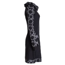 Vishes - Damen Lang-arm Kleid Schal-Kleid Winterkleider Baumwollkleid schwarz 34