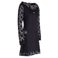 Vishes - Damen Lang-arm Kleid Schal-Kleid Winterkleider Baumwollkleid schwarz 34