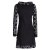 Vishes - Damen Lang-arm Kleid Schal-Kleid Winterkleider Baumwollkleid schwarz 48
