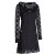 Vishes - Damen Lang-arm Kleid Schal-Kleid Winterkleider Baumwollkleid schwarz 48