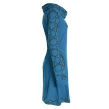 Vishes - Damen Lang-arm Kleid Schal-Kleid Winterkleider Baumwollkleid türkis 38