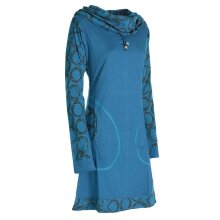 Vishes - Damen Lang-arm Kleid Schal-Kleid Winterkleider Baumwollkleid türkis 38