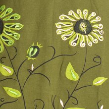 Vishes - Damen Blumen-Kleid Langarm-Shirtkleid Schal-Kleid Baumwollkleid  olive 38