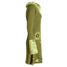 Vishes - Damen Blumen-Kleid Langarm-Shirtkleid Schal-Kleid Baumwollkleid  olive 38