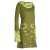 Vishes - Damen Blumen-Kleid Langarm-Shirtkleid Schal-Kleid Baumwollkleid  olive 38