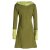 Vishes - Damen Blumen-Kleid Langarm-Shirtkleid Schal-Kleid Baumwollkleid  olive 40