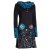 Vishes - Damen Blumen-Kleid Langarm-Shirtkleid Schal-Kleid Baumwollkleid  schwarz 36