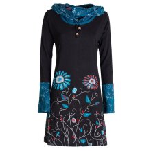 Vishes - Damen Blumen-Kleid Langarm-Shirtkleid...