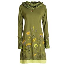 Vishes - Damen Blumen-Kleid Langarm-Shirtkleid...