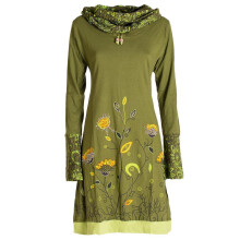 Vishes - Damen Blumen-Kleid Langarm-Shirtkleid...
