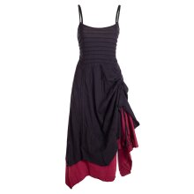 Vishes - Damen Sommer-Kleid längen-verstellbar Spagettiträger-Kleid schwarz 42-44