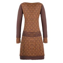 Vishes - Leichtes Jerseykleid Damen Langarm Kleider Sweatkleid Punkte braun 48