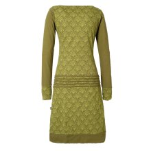 Vishes - Leichtes Jerseykleid Damen Langarm Kleider Sweatkleid Punkte olive 46