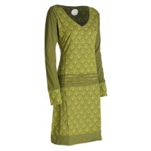Vishes - Leichtes Jerseykleid Damen Langarm Kleider Sweatkleid Punkte olive 46