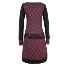 Vishes - Leichtes Jerseykleid Damen Langarm Kleider Sweatkleid Punkte schwarz-dunkelrot 38-40