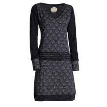 Vishes - Leichtes Jerseykleid Damen Langarm Kleider Sweatkleid Punkte schwarz-grau 36