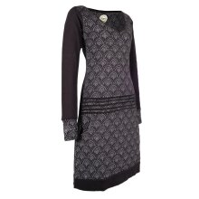 Vishes - Leichtes Jerseykleid Damen Langarm Kleider Sweatkleid Punkte schwarz-grau 36