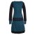 Vishes - Leichtes Jerseykleid Damen Langarm Kleider Sweatkleid Punkte schwarz-türkis 36