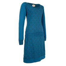 Vishes - Leichtes Jerseykleid Damen Langarm Kleider Sweatkleid Punkte türkis 48