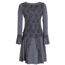 Vishes - Damen Langarm Longshirt-Kleid Sweatkleid Shirt-Kleid Tunika-Kleid grau 42-44