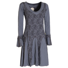 Vishes - Damen Langarm Longshirt-Kleid Sweatkleid Shirt-Kleid Tunika-Kleid grau 42-44