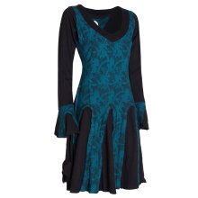 Vishes - Damen Langarm Longshirt-Kleid Sweatkleid Shirt-Kleid Tunika-Kleid schwarz 42