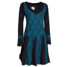 Vishes - Damen Langarm Longshirt-Kleid Sweatkleid Shirt-Kleid Tunika-Kleid schwarz 42-44