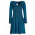 Vishes - Damen Langarm Longshirt-Kleid Sweatkleid Shirt-Kleid Tunika-Kleid türkis 42-44