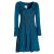 Vishes - Damen Langarm Longshirt-Kleid Sweatkleid Shirt-Kleid Tunika-Kleid türkis 42-44
