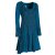 Vishes - Damen Langarm Longshirt-Kleid Sweatkleid Shirt-Kleid Tunika-Kleid türkis 42-44