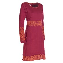 Vishes  - Damen Langarm Longshirt-Kleid Sweatkleid Shirt-Kleid Tunika-Kleid dunkelrot 42