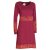 Vishes  - Damen Langarm Longshirt-Kleid Sweatkleid Shirt-Kleid Tunika-Kleid dunkelrot 42