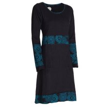 Vishes  - Damen Langarm Longshirt-Kleid Sweatkleid Shirt-Kleid Tunika-Kleid schwarz 34