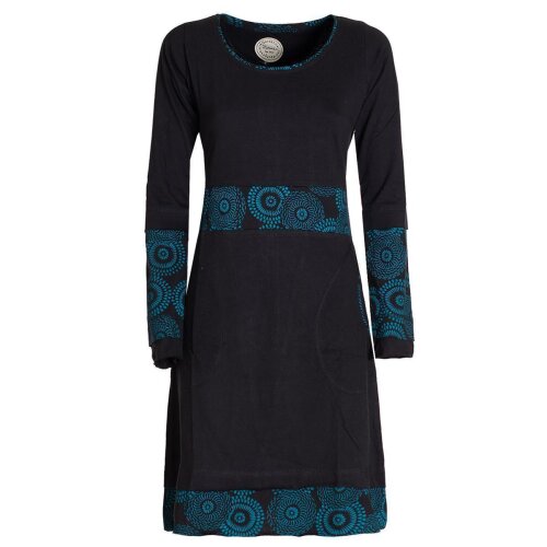 Vishes  - Damen Langarm Longshirt-Kleid Sweatkleid Shirt-Kleid Tunika-Kleid schwarz 36