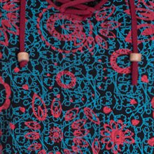 Vishes Damen Langarm Longshirt-Kleid Sweatkleid Shirt-Kleid Blumen schwarz 36