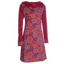 Vishes - Damen Lang-arm Kleid Schal-Kleid Winterkleider Baumwollkleid dunkelrot 42