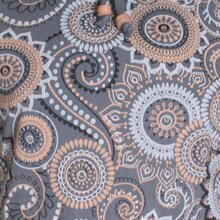 Vishes - Damen Lang-arm Kleid Schal-Kleid Winterkleider Baumwollkleid grau 44