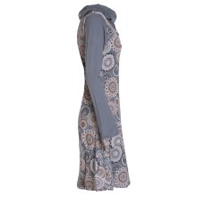 Vishes - Damen Lang-arm Kleid Schal-Kleid Winterkleider Baumwollkleid grau 44