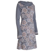 Vishes - Damen Lang-arm Kleid Schal-Kleid Winterkleider Baumwollkleid grau 44