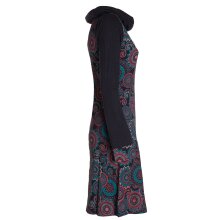 Vishes - Damen Lang-arm Kleid Schal-Kleid Winterkleider Baumwollkleid schwarz 44