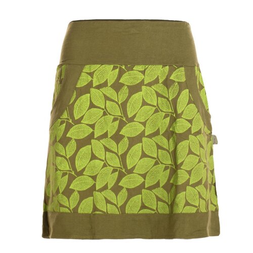 Vishes - Kurzer Rock Damen Elfen Mini-Rock Blätter-Röcke florales Muster olive 38