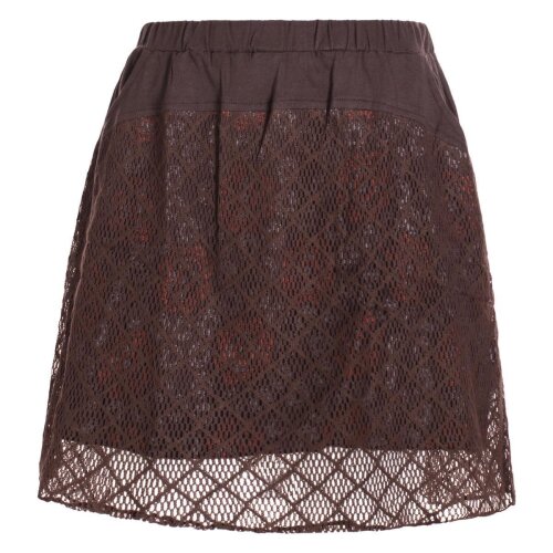 Vishes - Kurzer Damen Spitzen-Rock Baumwoll-Rock Bunt Blumen Lagen-Rock braun XL