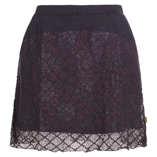 Vishes - Kurzer Damen Spitzen-Rock Baumwoll-Rock Bunt Blumen Lagen-Rock schwarz 2XL