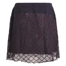 Vishes - Kurzer Damen Spitzen-Rock Baumwoll-Rock Bunt Blumen Lagen-Rock schwarz 3XL