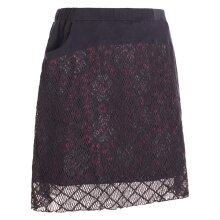 Vishes - Kurzer Damen Spitzen-Rock Baumwoll-Rock Bunt Blumen Lagen-Rock schwarz 3XL