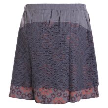 Vishes - Kurzer Damen Spitzen-Rock Baumwoll-Rock Bunt Blumen Lagen-Rock grau 36