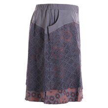 Vishes - Kurzer Damen Spitzen-Rock Baumwoll-Rock Bunt Blumen Lagen-Rock grau 36