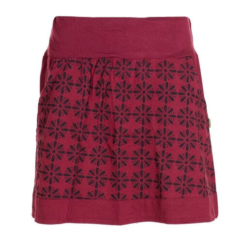 Vishes - Kurzer Rock Damen Mini-Rock Blumen-Röcke, retro 70er 80er dunkelrot 40