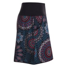 Vishes - Kurzer Damen Baumwoll-Rock Bunt mit Mandalas und Blumen bedruckt schwarz 32-34